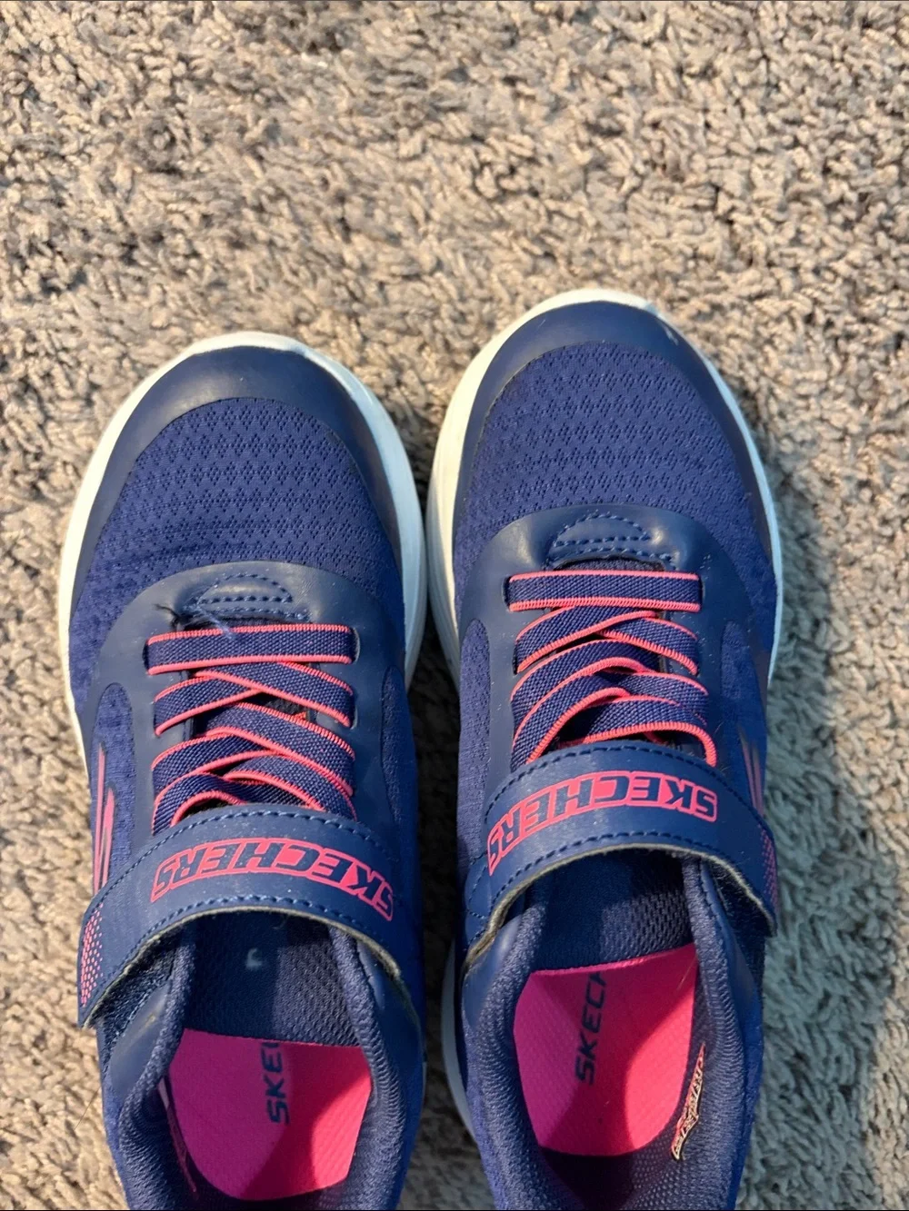 Skechers Girls Navy and Pink Hook-and-Loop Athletic Sneakers